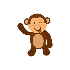 Cute monkey cartoon icon vector  illustration  graphic design