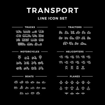 Set line icons of transport