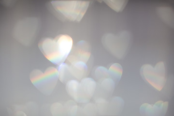 Pastel Heart Bokeh on a white Background