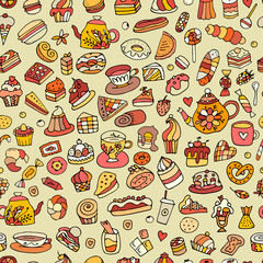 Cakes and sweets, seamless pattern for your design