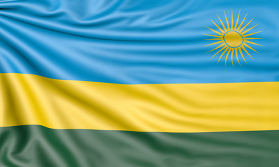 Flag of Rwanda, 3d illustration with fabric texture