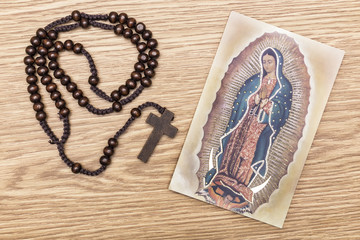 Virgin of Guadalupe and Rosary - obrazy, fototapety, plakaty