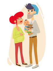 Happy pregnant family