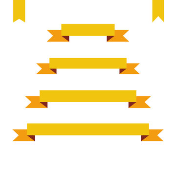 yellow flat ribbon banners set. Design retro vector illustration
