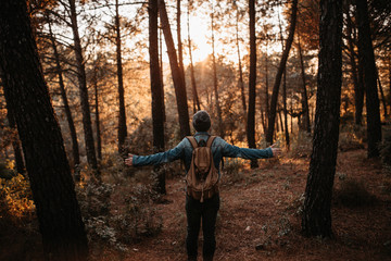 A person in the autumn woods