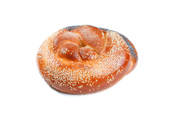 easter cake with poppy and sesame seeds on a white background