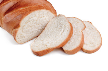 loaf bread closeup isolated on white background