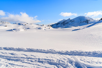 View of mountains and ski slopes in Obertauern, Austria