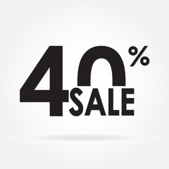 Sale 40% and discount price sign or icon. Sales design template. Shopping and low price symbol. Vector illustration.