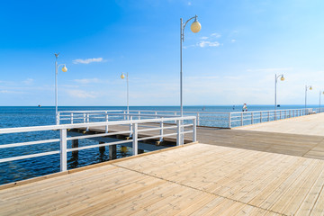 View of Jurata pier in sunny summer day, Baltic Sea, Poland