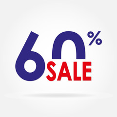 Sale 60% and discount price sign or icon. Sales design template. Shopping and low price symbol. Colorful vector illustration.