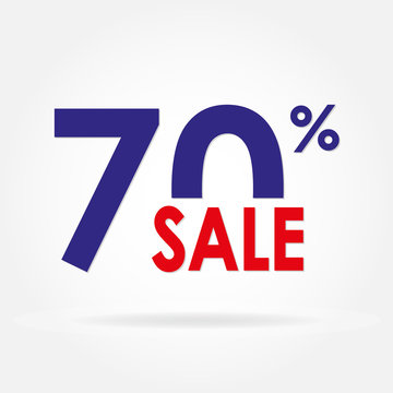 Sale 70% and discount price sign or icon. Sales design template. Shopping and low price symbol. Colorful vector illustration.