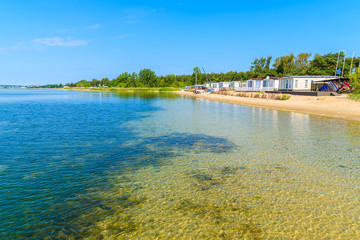 Beach of camping site in Chalupy village on Hel peninsula, Baltic Sea, Poland