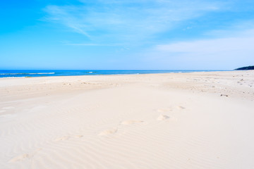 Fototapeta na wymiar White sand on idyllic beach, Baltic Sea, Poland