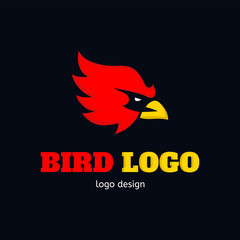 Fototapeta premium Bird logo icon design. angry eagle red yellow white emblem. isolated on white background