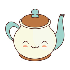 kawaii teapot beverage kitchen ceramic vector illustration eps 10