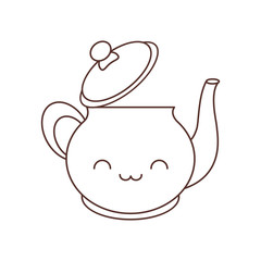 kawaii teapot beverage kitchen ceramic thin line vector illustration eps 10