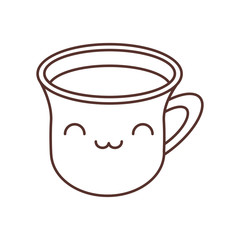 kawaii cup coffee break beverage thin line vector illustration eps 10