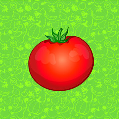 a tomato on color background. vector illustration