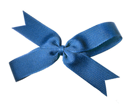 A fabric bow in blue isolated on a white background