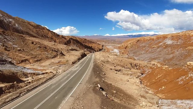 Aerial view of Valley de Luna, Atacama desert, Chile.