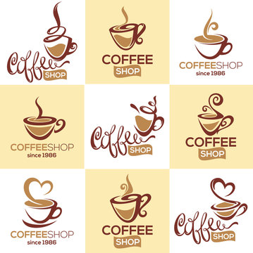coffee shop, vector collection of  logo template with image of d