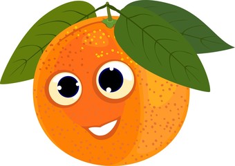 Funny orange with green leaf
