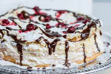 tasty cake with cherry