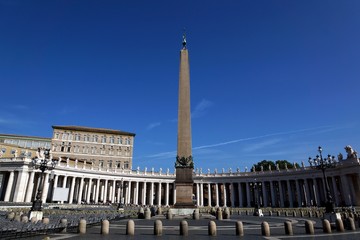 Fototapeta na wymiar Obelisk on St. Peter`s Square (Piazza San Pietro), Vatican, Rome, Italy
