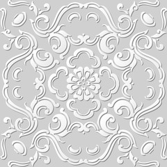 3D paper art pattern curve round spiral flower