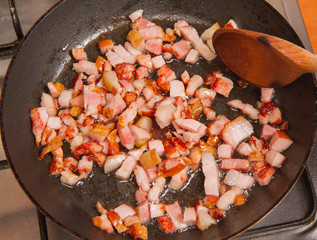 Frying bacon