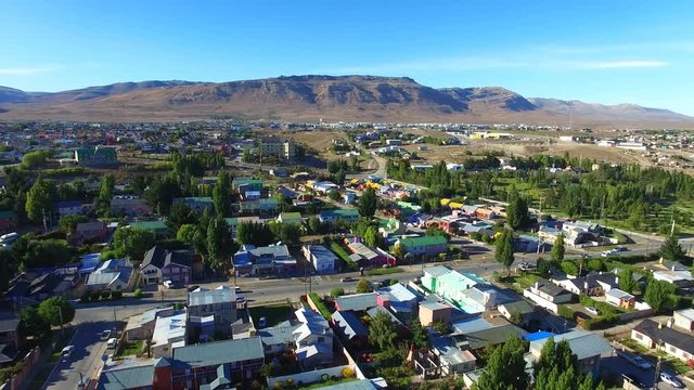 Aerial view of cityscape of El Calafate city, Argentina