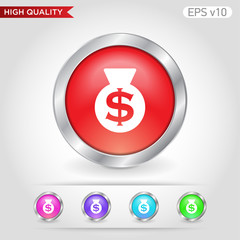 Money bag icon. Button with money bag icon. Modern UI vector.