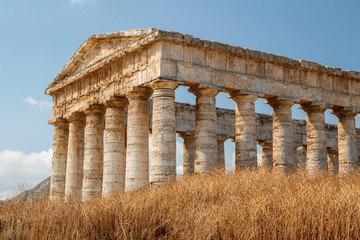 Ruins of the Greek temple in the ancient city of Segesta, Sicily