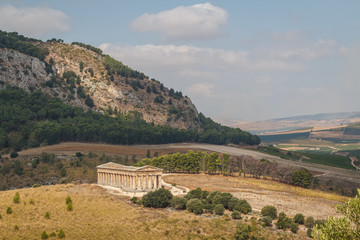 Ruins of the Greek temple in the ancient city of Segesta, Sicily