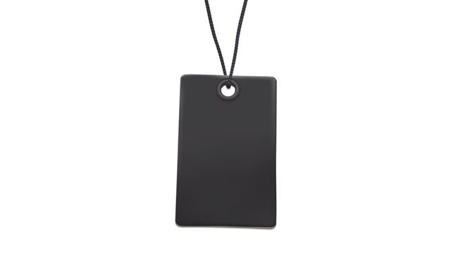 Animation Blank Black tag on a rope on white background