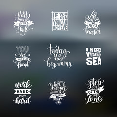 Fototapeta premium set of handwritten lettering positive quote about life