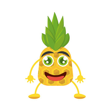 smiling pineapple food tropical vector illustration eps 10