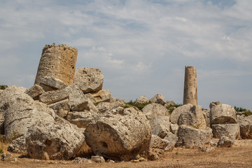 Ruined temple in the ancient city of Selinunte, Sicily, Italy