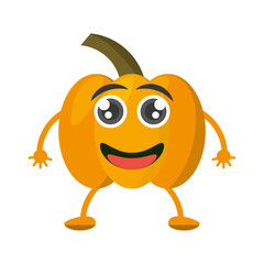 cartoon yellow pepper happy vegetable vector illustration eps 10