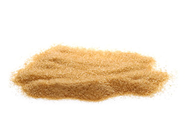 pile brown sugar isolated on white background, sugarcane