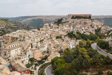 Fototapeta na wymiar A view over lower part of Ragusa, a UNESCO heritage city, Sicily