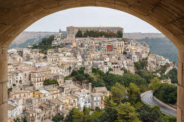 A view over lower part of Ragusa, a UNESCO heritage city, Sicily - obrazy, fototapety, plakaty
