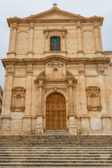 Baroque church facade in the historic town of Noto, Sicily islan