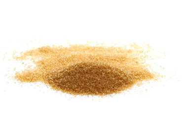 pile brown sugar isolated on white background, sugarcane