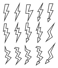 Set of Thunder Lighting Icons. Vector Illustration