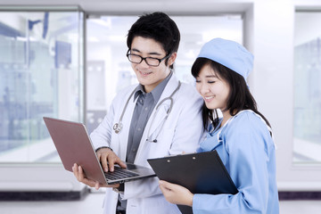 Young doctors discussing in hospital