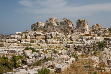 Fototapeta na wymiar Ruins of Syracuse ancient fortifications, Sicily island, Italy