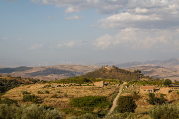 Fototapeta na wymiar Landscape seen around the archaeological site of Morgantina, Sic