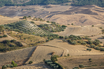 Fototapeta na wymiar Landscape seen around the archaeological site of Morgantina, Sic